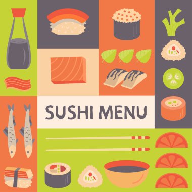 Japon suşi ve Sashimi arka plan