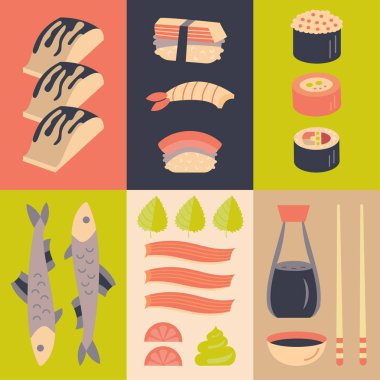 Japon suşi ve Sashimi arka plan