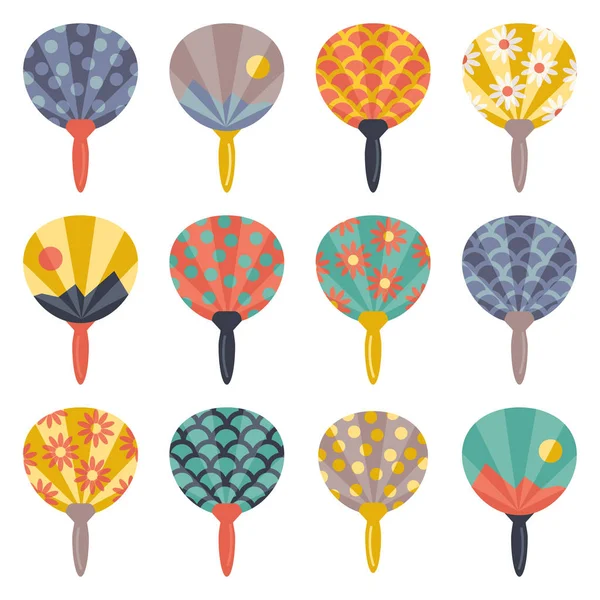 Illustration vectorielle des fans japonais traditionnels Uchiwa — Image vectorielle