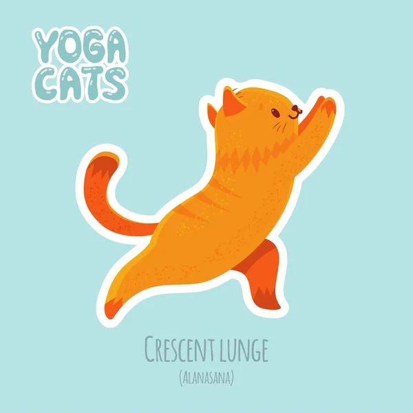 Sticker with cute cat practicing yoga — Stock Vector