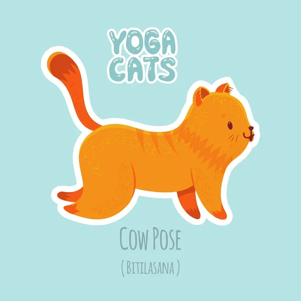 Pegatina con gato lindo practicando yoga — Vector de stock