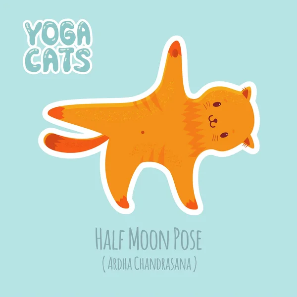 Sticker with cute cat practicing yoga — Stock Vector