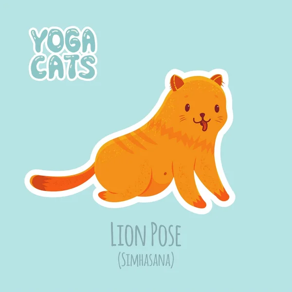 Pegatina con gato lindo practicando yoga — Vector de stock