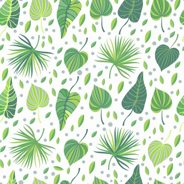 열 대 정글과 원활한 패턴 벡터 나뭇잎 — 스톡 벡터