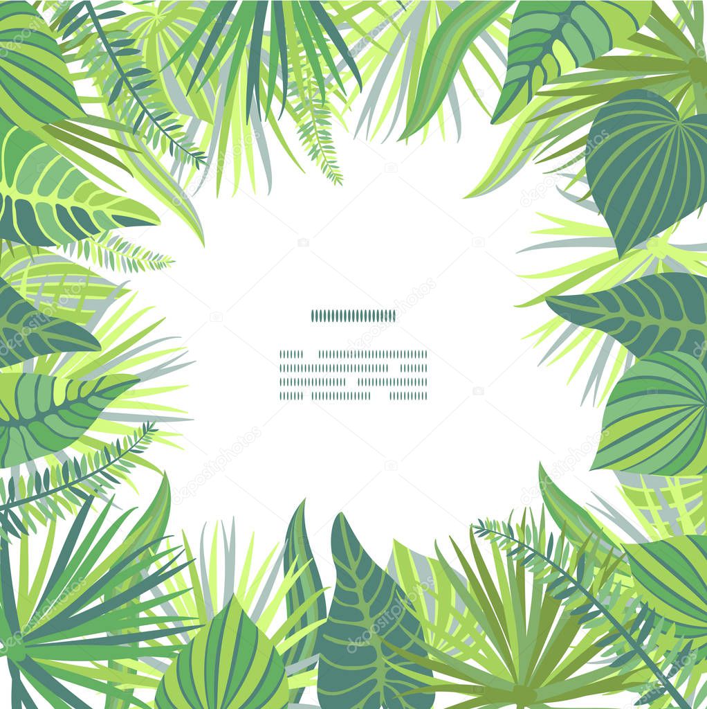 Card on tropical jungle leaves theme.