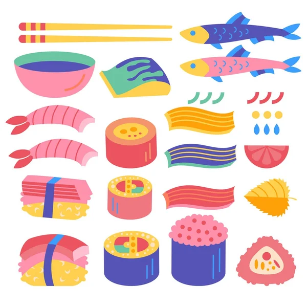 Vector set of  Sushi and Sashimi . — Stock Vector