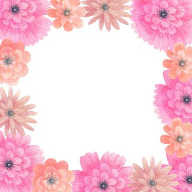 Suluboya çayır çiçekli çerçeve.