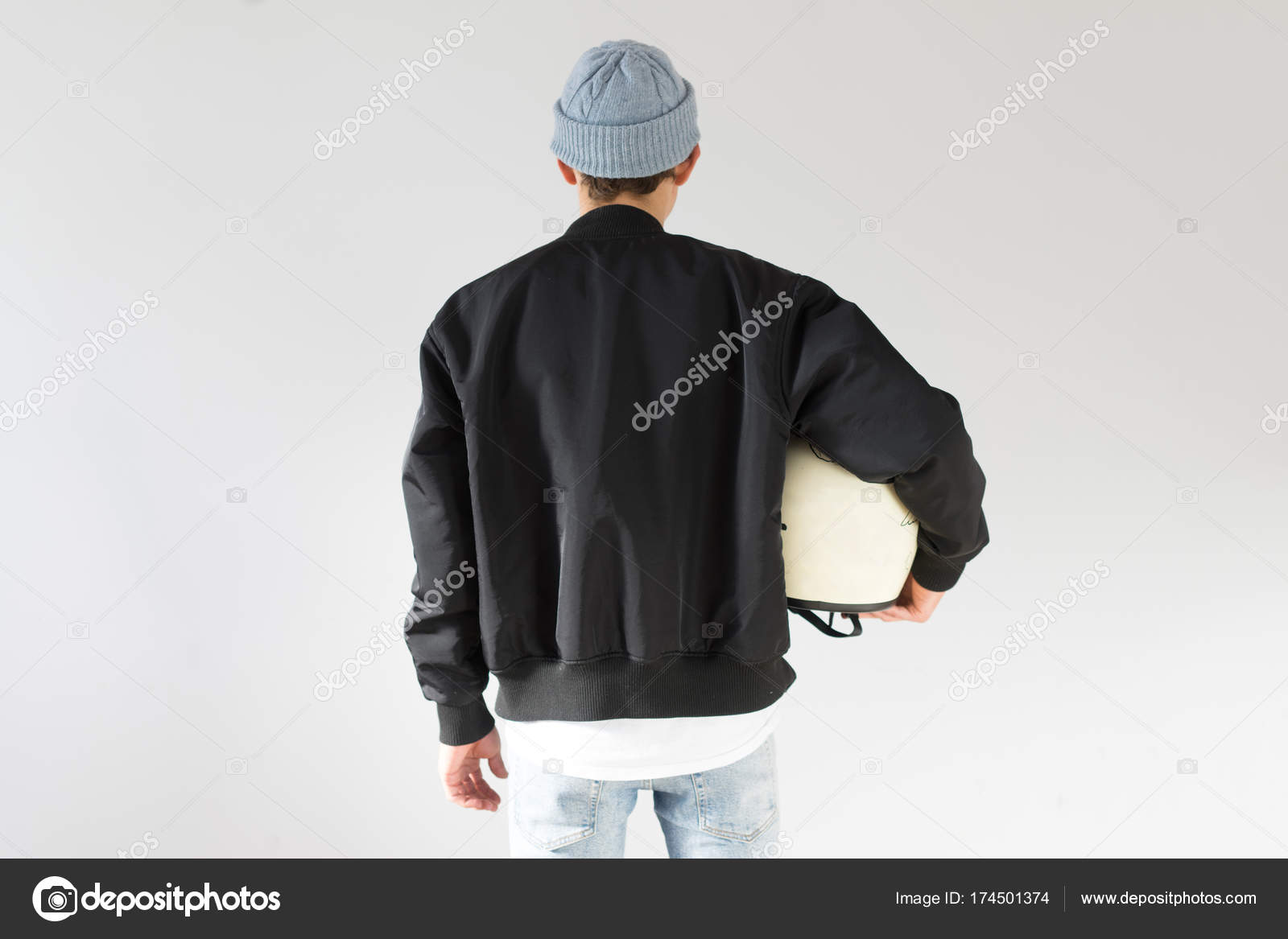 Download Hipster In Black Bomber Mockup Jacket Royalty Free Photo Stock Image By C Steff Gutovska 174501374