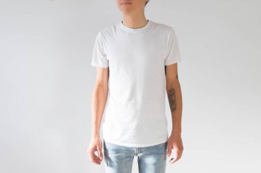 Young hipster man in white tshirt