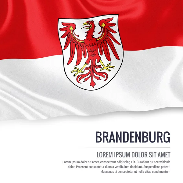 德国的船旗国勃兰登堡挥舞在孤立的白色背景上. — 图库照片