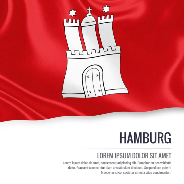 Flagget til den tyske stat Hamburg som vinker på en isolert hvit bakgrunn . – stockfoto