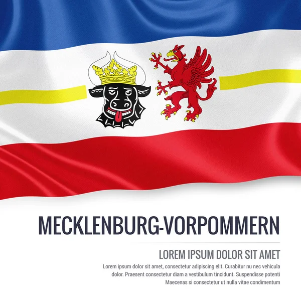 ドイツの旗州メクレンブルク = フォアポンメルン州が分離の白い背景に手を振る. — ストック写真