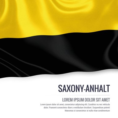 Saxony-Anhalt izole beyaz arka plan üzerinde sallayarak Alman bayrağı devlet.