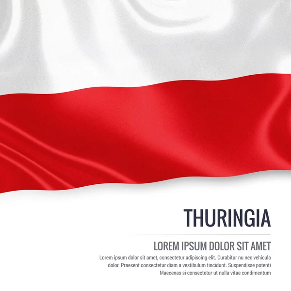 Прапор Німецька державна Тюрінгії махав на ізольованих білим тлом. — стокове фото