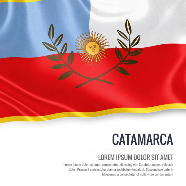 Bandera del estado argentino de Catamarca ondeando sobre un fondo blanco aislado . —  Fotos de Stock