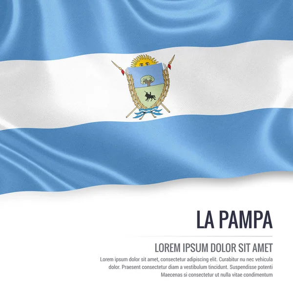 Bandeira do estado argentino La Pampa acenando sobre um fundo branco isolado . — Fotografia de Stock