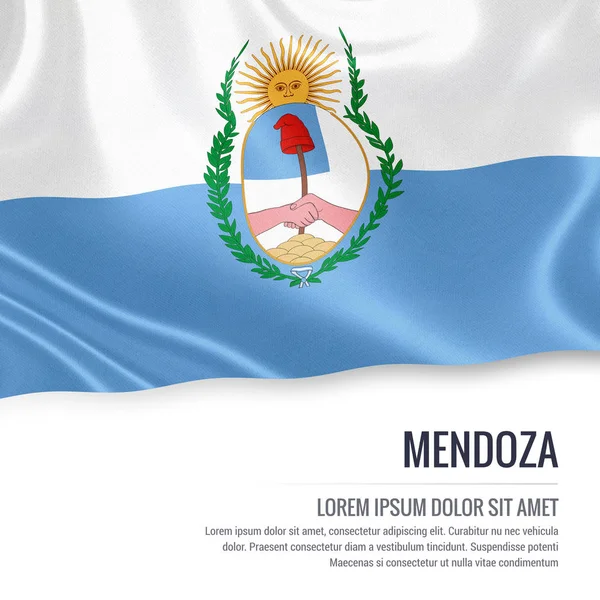 Bandeira do estado argentino Mendoza acenando sobre um fundo branco isolado . — Fotografia de Stock