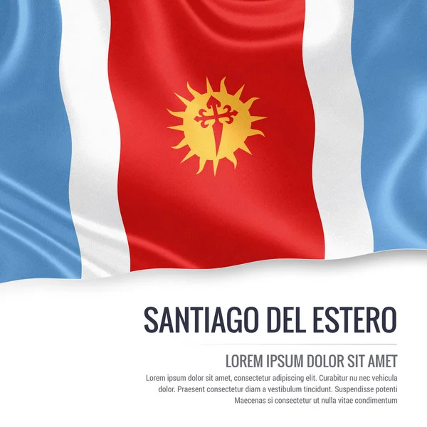 Bandeira do estado argentino Santiago del Estero acenando sobre um fundo branco isolado . — Fotografia de Stock