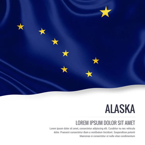 Bandera del estado de Alaska ondeando sobre un fondo blanco aislado . —  Fotos de Stock