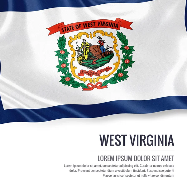 Flagge des US-Bundesstaates West virginia weht auf einem isolierten weißen Hintergrund. — Stockfoto