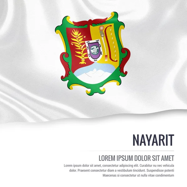 Флаг мексиканского штата Наярит машет на изолированном белом фоне . — стоковое фото