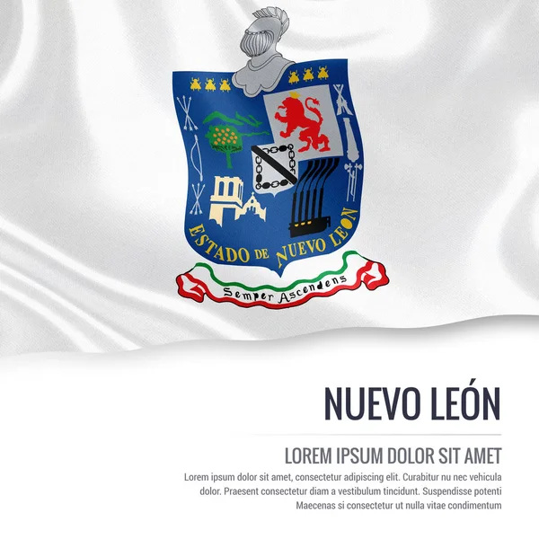 Прапор мексиканський державний Нуево-Леон махав на ізольованих білим тлом. — стокове фото
