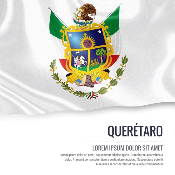 Bandera del estado mexicano Querétaro ondeando sobre un fondo blanco aislado . —  Fotos de Stock