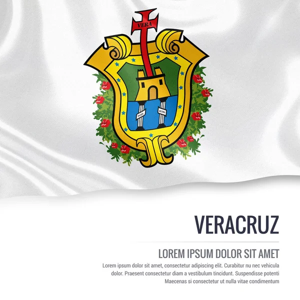 Vlajka města mexického státu Veracruz mávat na izolované bílém pozadí. — Stock fotografie