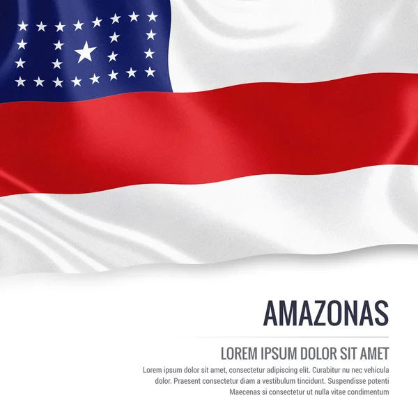 Bandeira do Estado brasileiro Amazonas acenando sobre fundo branco isolado . — Fotografia de Stock