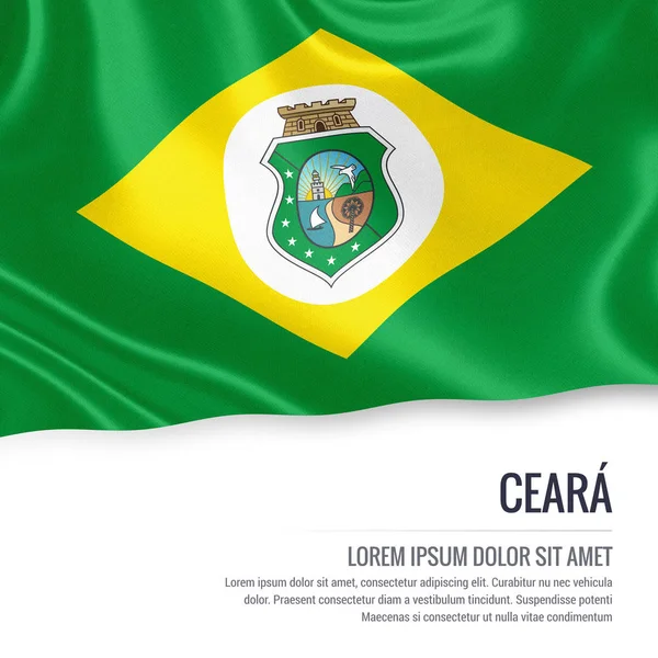 Flag of Brazilian state Ceara waving on an isolated white background. — Stock Photo, Image