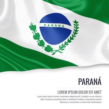 Parana izole beyaz arka plan üzerinde sallayarak bayrak Brezilya devlet.