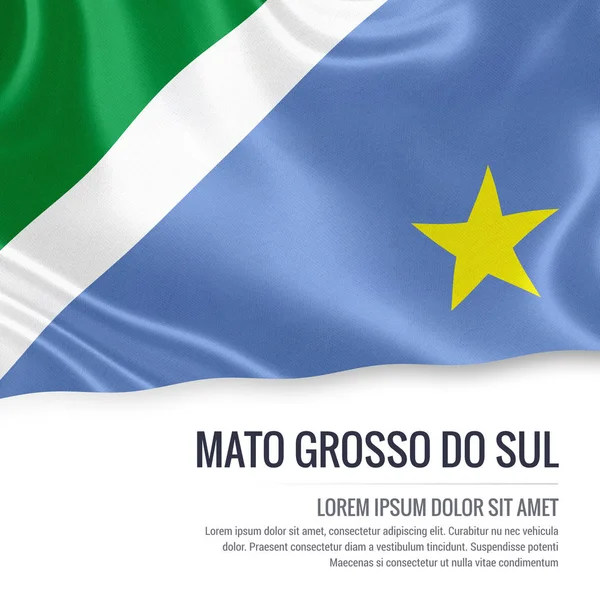 Flag of Brazilian state Mato Grosso do Sul waving on an isolated white background. — Stock Photo, Image