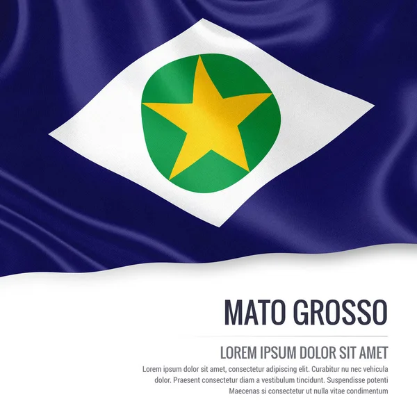 Flag of Brazilian state Mato Grosso waving on an isolated white background. — Stock Photo, Image