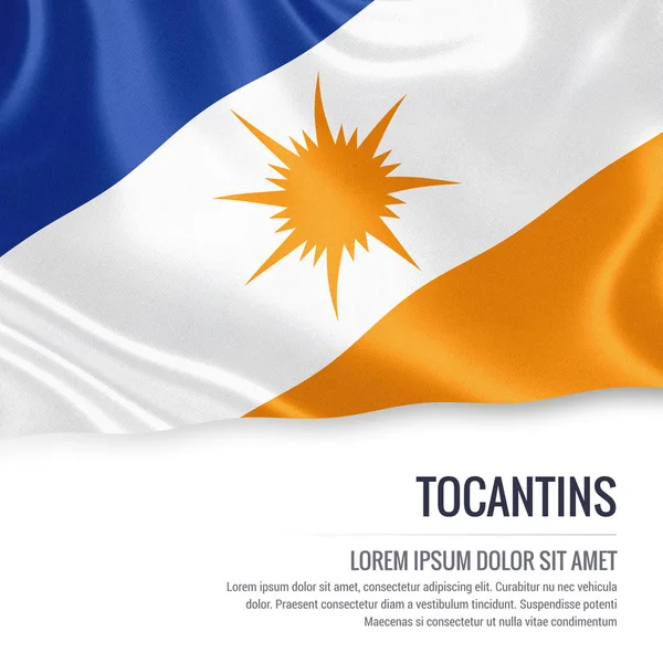 Флаг бразильского государства Токантинс машет на изолированном белом фоне . — стоковое фото