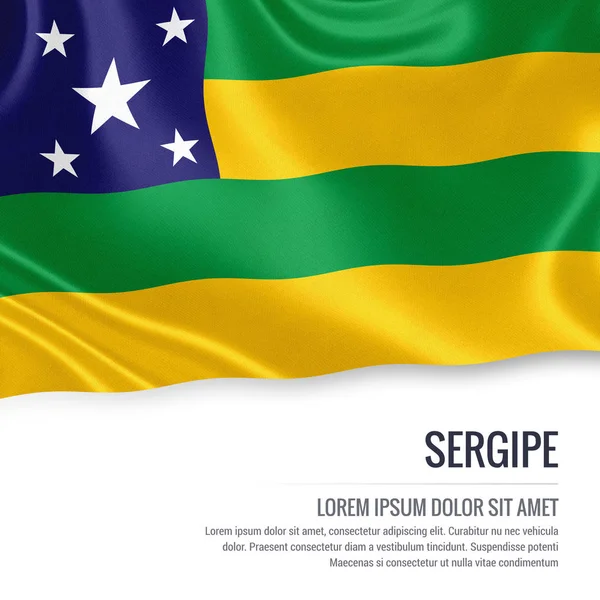 Flag of Brazilian state Sergipe waving on an isolated white background. — Stock Photo, Image