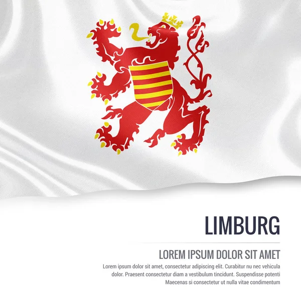 Bandeira do Estado belga Limburg acenando sobre um fundo branco isolado . — Fotografia de Stock