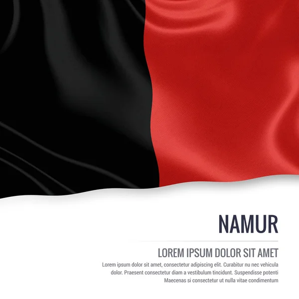 Bandera del Estado belga Namur ondeando sobre un fondo blanco aislado . — Foto de Stock