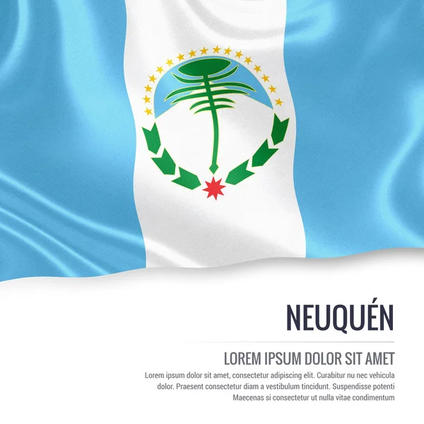 Bandeira do estado argentino Neuquen acenando sobre um fundo branco isolado . — Fotografia de Stock