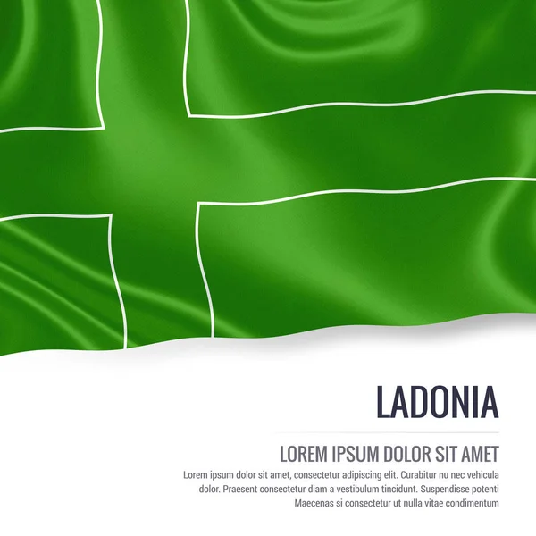 Флаг Ладонии. Шелковый флаг Ладонии на изолированном белом фоне с белой текстовой областью для вашего рекламного сообщения. 3D рендеринг . — стоковое фото