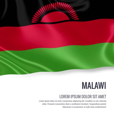 Malavi bayrak. İzole beyaz arka planda beyaz metin alanı ilan mesajınız için Malavi sallayarak ipeksi bayrak. 3D render.
