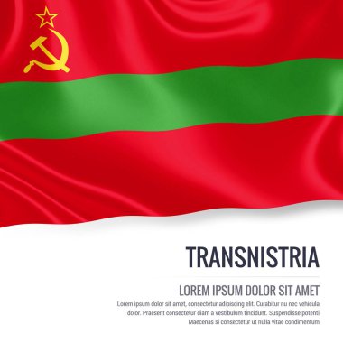 Transnistria flag. Silky flag of Transnistria waving on an isolated white background with the white text area for your advert message. 3D rendering. clipart