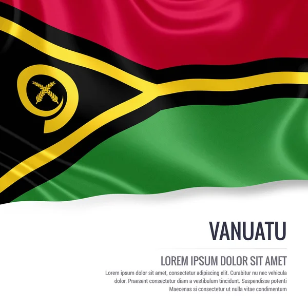 Vanuatu flag. Silky flag of Vanuatu waving on an isolated white background with the white text area for your advert message. 3D rendering. — Stock Photo, Image