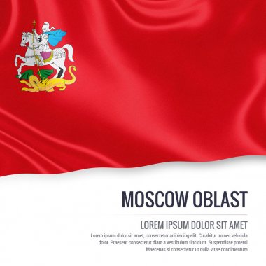 Rus Devlet Moskova Oblast bayrak izole beyaz arka plan üzerinde sallayarak. Eyalet adı ve metin alanının mesajınız için. 3D çizim.