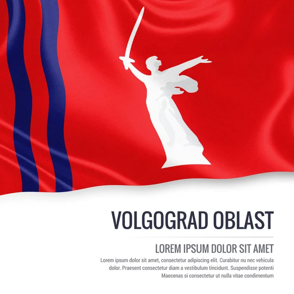 Bandera del óblast de Volgogrado del estado ruso ondeando sobre un blanco aislado — Foto de Stock