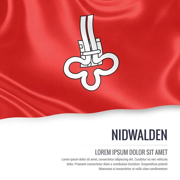 Bandera Suiza Estado Nidwalden Ondeando Sobre Fondo Blanco Aislado Nombre — Foto de Stock