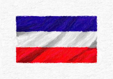 Los Altos el ulusal bayrak sallayarak boyalı, yağlı boya beyaz tuval üzerinde 3d illüstrasyon izole.