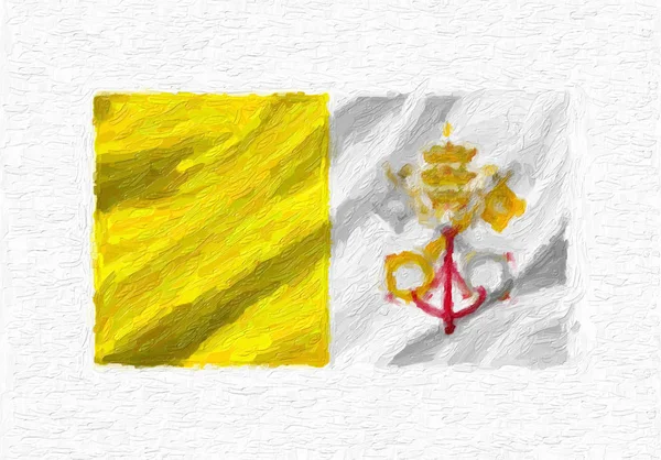 Держави Ватикан Руку Пофарбовані Розмахуючи Національний Прапор Олійною Фарбою Ізольовані — стокове фото