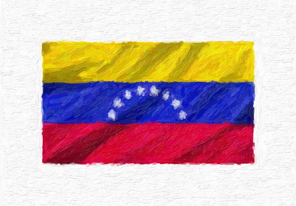 Venezuela Ručně Malované Vlající Vlajka Olejová Malba Izolovaných Bílém Plátně — Stock fotografie