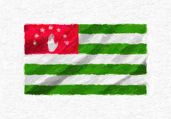 Abchasien Handgemalt Mit Wehender Nationalflagge Ölfarbe Isoliert Auf Weißer Leinwand — Stockfoto
