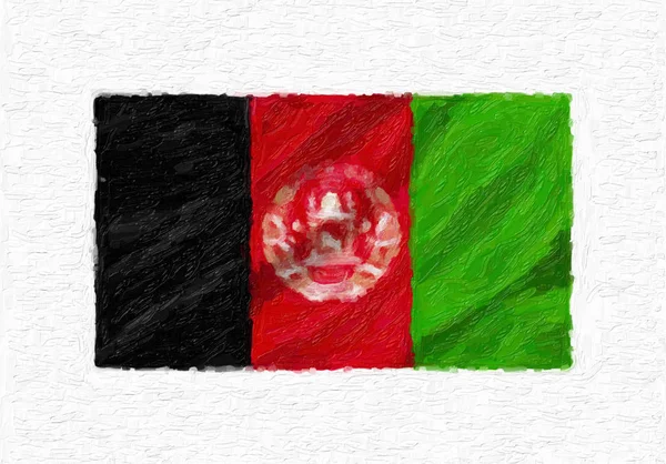 Афганістан Ручним Розписом Розмахував Прапором Національної Олійною Фарбою Ізольовані Білому — стокове фото
